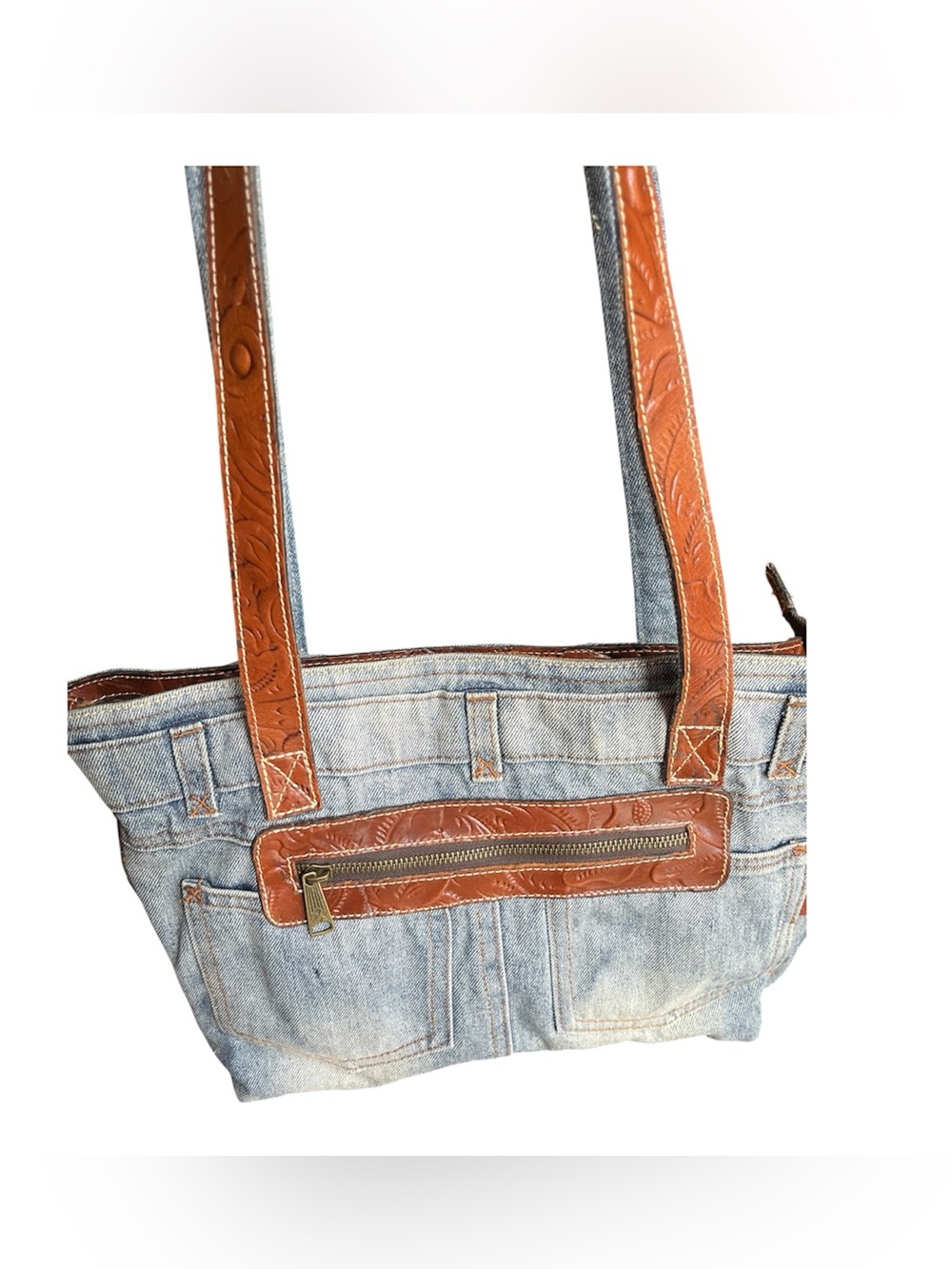 Patricia Nash Denim and Leather Shoulder Bag